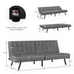 Canapé-lit Costway en similicuir convertible pliable, blanc/noir/gris