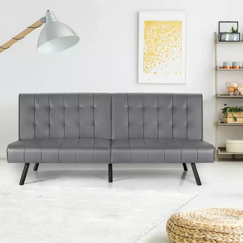 Canapé-lit Costway en similicuir convertible pliable, blanc/noir/gris