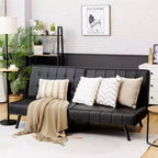 Canapé-lit Costway en similicuir convertible pliable, blanc/noir/gris