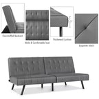 Canapé-lit Costway en similicuir convertible pliable, blanc/noir/gris