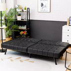 Canapé-lit Costway en similicuir convertible pliable, blanc/noir/gris
