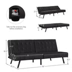 Canapé-lit Costway en similicuir convertible pliable, blanc/noir/gris