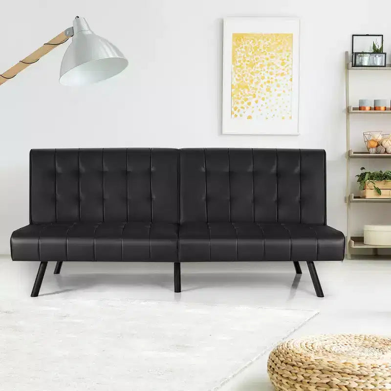 Canapé-lit Costway en similicuir convertible pliable, blanc/noir/gris
