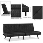 Canapé-lit Costway en similicuir convertible pliable, blanc/noir/gris