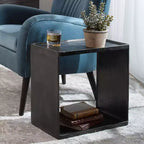 Table d'appoint industrielle Uttermost nickel antique 20 x 12 avec rangement noir salon chambre chevet entrée maison