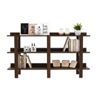 Costway Table console à 3 niveaux de 150 cm avec rangement, en bois, pour canapé, entrée, Noyer brun