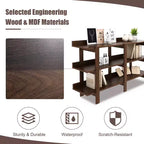 Costway Table console à 3 niveaux de 150 cm avec rangement, en bois, pour canapé, entrée, Noyer brun