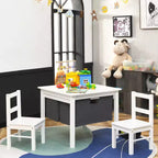Table d'activités et 2 chaises 2-en-1 Costway pour enfants avec rangement et plateau de construction de blocs