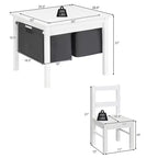 Table d'activités et 2 chaises 2-en-1 Costway pour enfants avec rangement et plateau de construction de blocs