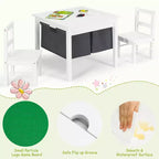 Table d'activités et 2 chaises 2-en-1 Costway pour enfants avec rangement et plateau de construction de blocs