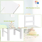 Table d'activités et 2 chaises 2-en-1 Costway pour enfants avec rangement et plateau de construction de blocs