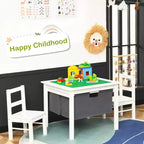 Table d'activités et 2 chaises 2-en-1 Costway pour enfants avec rangement et plateau de construction de blocs