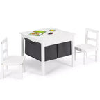 Table d'activités et 2 chaises 2-en-1 Costway pour enfants avec rangement et plateau de construction de blocs