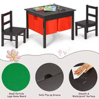 Table d'activités et 2 chaises 2-en-1 Costway pour enfants avec rangement et plateau de construction de blocs