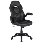 Chaise de jeu à dossier haut BlackArc en similicuir, siège pivotant réglable en hauteur et accoudoirs rembourrés relevables