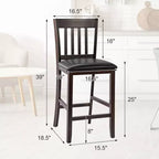 Costway Lot de 4 tabourets de bar Chaises hauteur comptoir avec siège en cuir PU Espresso