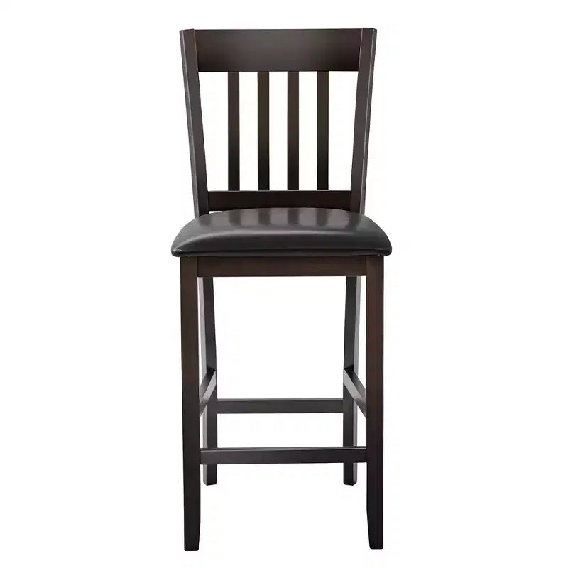 Costway Lot de 4 tabourets de bar Chaises hauteur comptoir avec siège en cuir PU Espresso