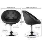 Lot de 2 tabourets de bar pivotants Costway, réglables en hauteur, avec dossier rond capitonné, noirs