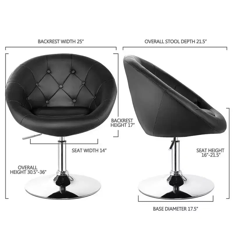 Lot de 2 tabourets de bar pivotants Costway, réglables en hauteur, avec dossier rond capitonné, noirs