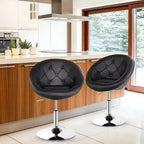 Lot de 2 tabourets de bar pivotants Costway, réglables en hauteur, avec dossier rond capitonné, noirs
