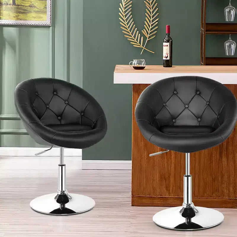 Lot de 2 tabourets de bar pivotants Costway, réglables en hauteur, avec dossier rond capitonné, noirs