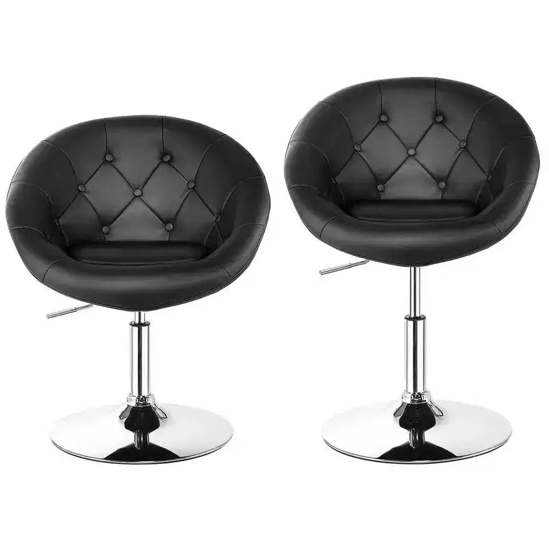 Lot de 2 tabourets de bar pivotants Costway, réglables en hauteur, avec dossier rond capitonné, noirs