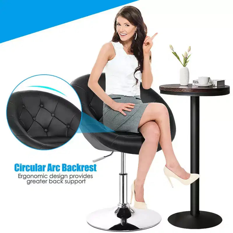 Lot de 2 tabourets de bar pivotants Costway, réglables en hauteur, avec dossier rond capitonné, noirs