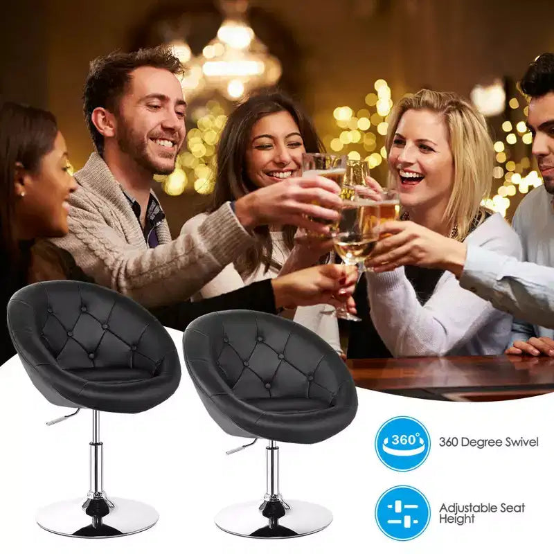 Lot de 2 tabourets de bar pivotants Costway, réglables en hauteur, avec dossier rond capitonné, noirs