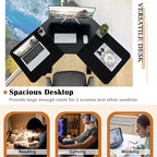 Bureau d'angle réglable électrique Costway avec contrôleur, 2 crochets, noir/rustique
