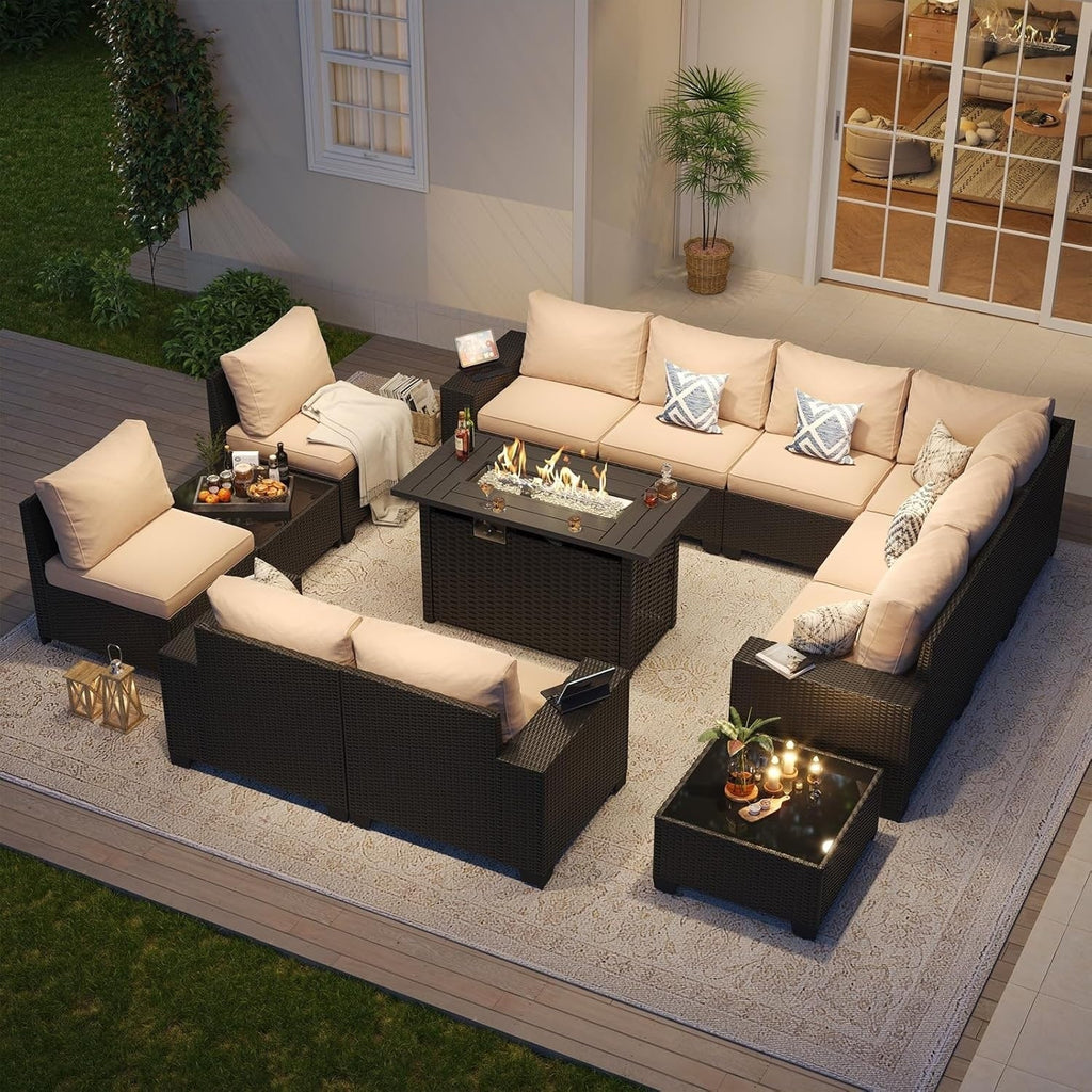 Ensembles de meubles de patio extérieurs avec coussin épais de 10 cm