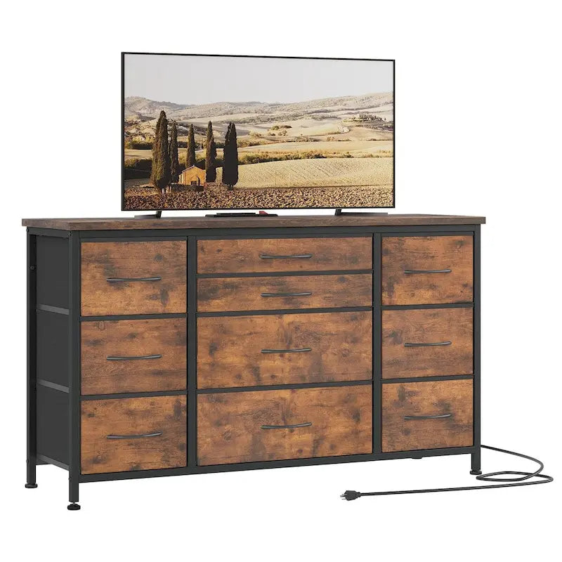 Commode de chambre avec 10 grands tiroirs pour téléviseur de 55 pouces – 55 pouces