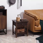 Table d'appoint HOMCOM avec tiroir, table de chevet avec étagères supérieure et inférieure pour petits espaces, marron foncé