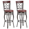 Costway Set of 2 Vintage Bar Stools 30 Swivel Padded Seat Bistro Dining Kitchen Pub Chair