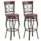 Costway Set of 2 Vintage Bar Stools 30 Swivel Padded Seat Bistro Dining Kitchen Pub Chair