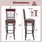 Lot de 2 tabourets de bar vintage Costway, hauteur 76 cm, assise rembourrée pivotante, pour bistrot, salle à manger, cuisine, pub