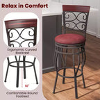 Lot de 2 tabourets de bar vintage Costway, hauteur 76 cm, assise rembourrée pivotante, pour bistrot, salle à manger, cuisine, pub