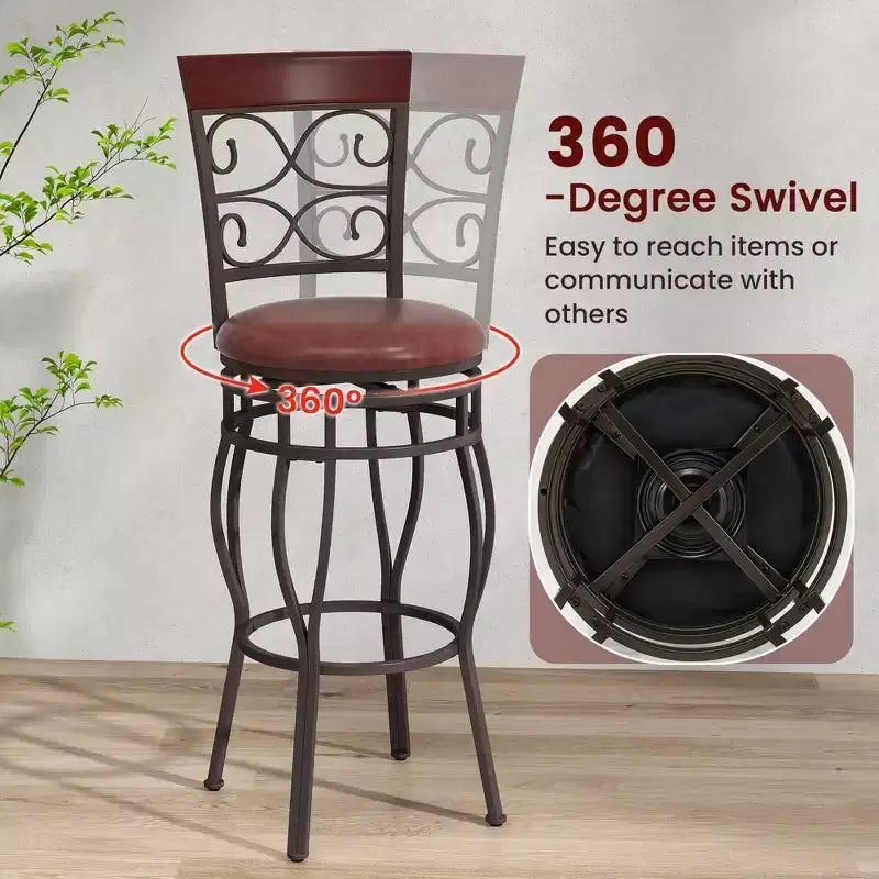 Lot de 2 tabourets de bar vintage Costway, hauteur 76 cm, assise rembourrée pivotante, pour bistrot, salle à manger, cuisine, pub