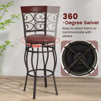 Lot de 2 tabourets de bar vintage Costway, hauteur 76 cm, assise rembourrée pivotante, pour bistrot, salle à manger, cuisine, pub