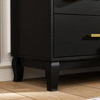Commode double Timechee à 6 tiroirs, 120 cm de large, pieds en bois massif, finition laquée