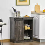 Buffet de rangement HOMCOM industriel, meuble de service avec porte coulissante de style grange et casier à vin pour 6 bouteilles