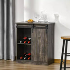 Buffet de rangement HOMCOM industriel, meuble de service avec porte coulissante de style grange et casier à vin pour 6 bouteilles