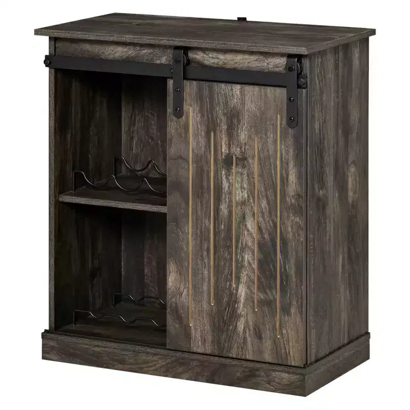 Buffet de rangement HOMCOM industriel, meuble de service avec porte coulissante de style grange et casier à vin pour 6 bouteilles