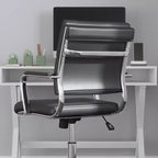 Chaise de bureau ergonomique Merrick Lane à dossier moyen pivotante, style panneau, avec accoudoirs et base en métal rembourrés