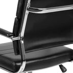 Chaise de bureau ergonomique Merrick Lane à dossier moyen pivotante, style panneau, avec accoudoirs et base en métal rembourrés