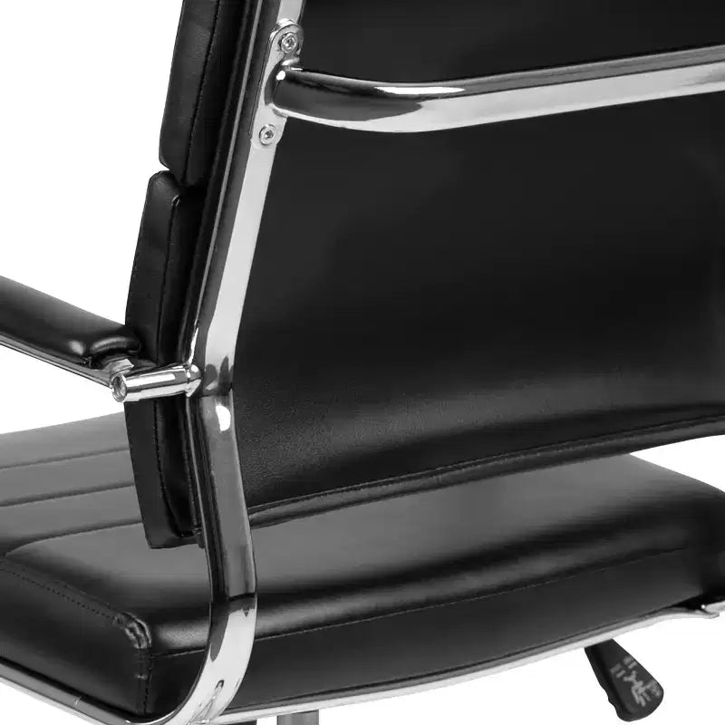 Chaise de bureau ergonomique Merrick Lane à dossier moyen pivotante, style panneau, avec accoudoirs et base en métal rembourrés