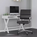 Chaise de bureau ergonomique Merrick Lane à dossier moyen pivotante, style panneau, avec accoudoirs et base en métal rembourrés