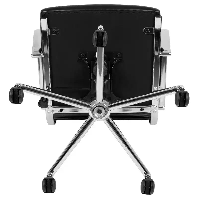 Chaise de bureau ergonomique Merrick Lane à dossier moyen pivotante, style panneau, avec accoudoirs et base en métal rembourrés