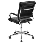 Chaise de bureau ergonomique Merrick Lane à dossier moyen pivotante, style panneau, avec accoudoirs et base en métal rembourrés