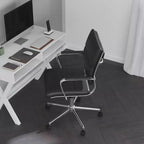 Chaise de bureau ergonomique Merrick Lane à dossier moyen pivotante, style panneau, avec accoudoirs et base en métal rembourrés
