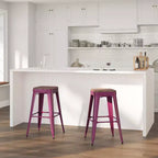 Tabouret de salle à manger sans dossier en métal Merrick Lane avec assise en bois pour usage intérieur